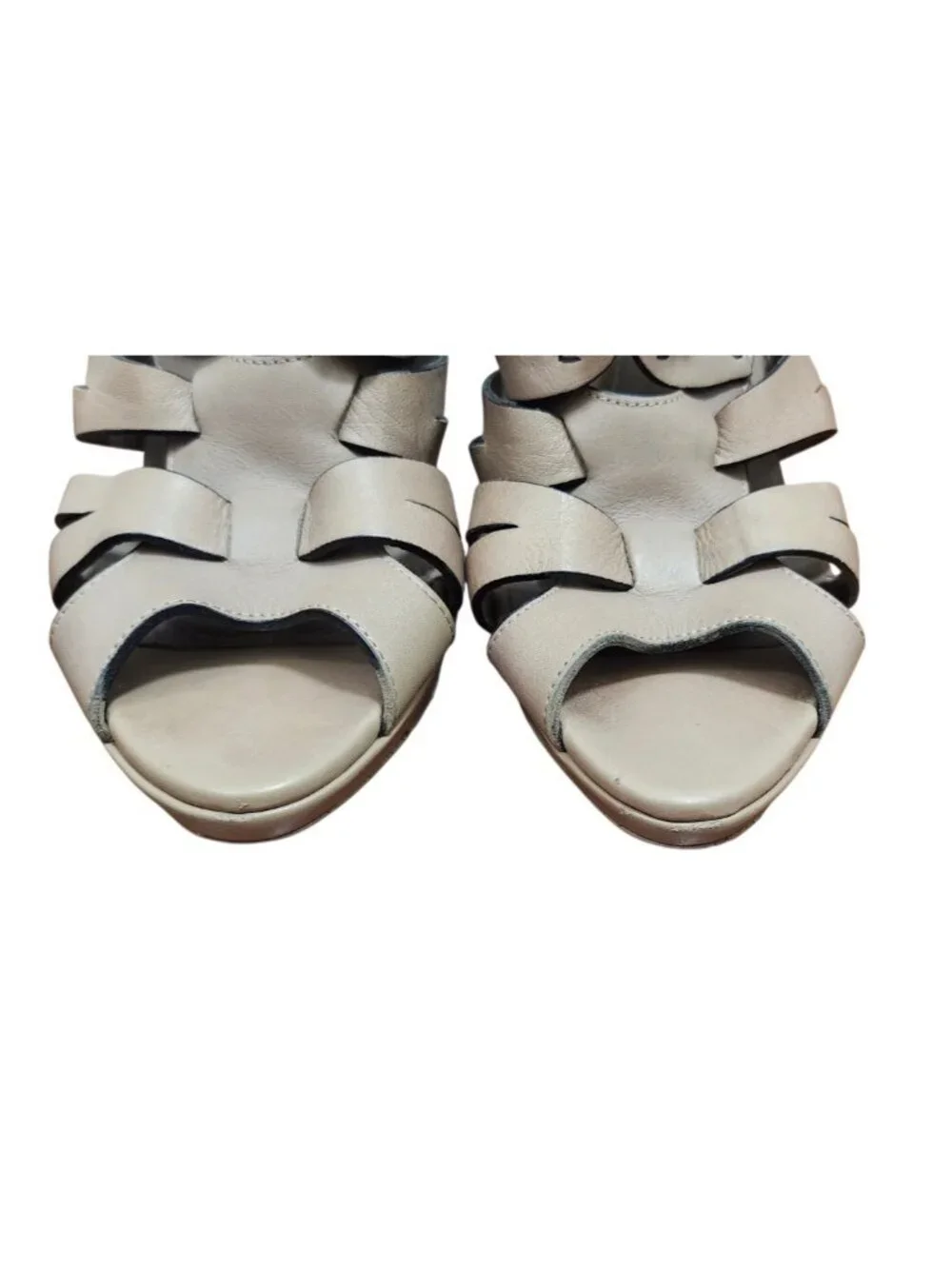 Christian Dior Beige Leather Strappy Platform Sandals Heels Slingback Italy 39.5